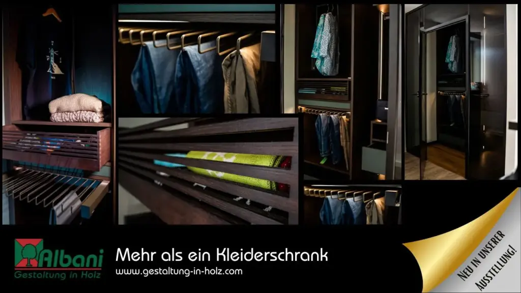 Moderne Ankleide mit Holzregalen und Kleiderstangen Moderne Ankleide neu interpretiert